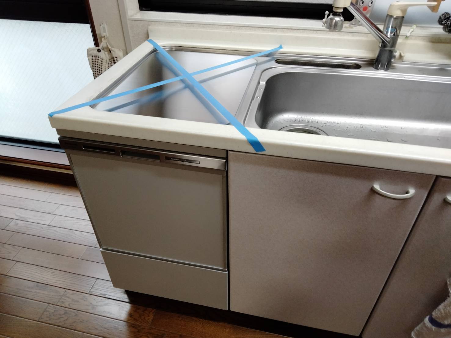 ヤマハトップオープン食洗機取替え交換工事　ステンレスフタ後